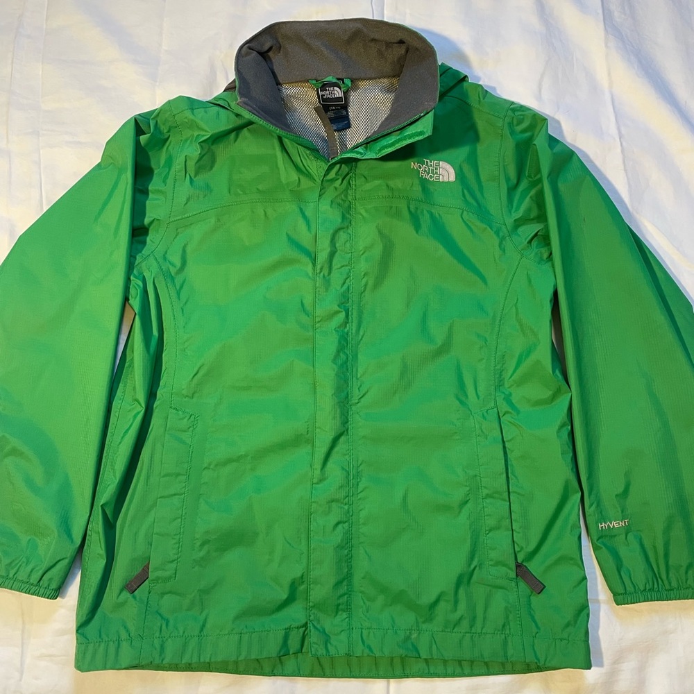 Green The north face rain jacket